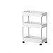 JDKAI Carrello da Cucina Mobile a 3 Livelli, Carrello Mobile con Scaffale a Nicchia su Ruote, Scaffale per Carrello con Ganci, Carrello Multiuso per Piccoli spazi limitati 38x20x72cm(Bianco)