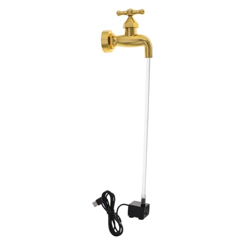 FOYTOKI Elegant Desk Decor Floating Faucet Mini Fountain for Fairy Garden Water Flowing Ornament Indoor Outdoor Accessory
