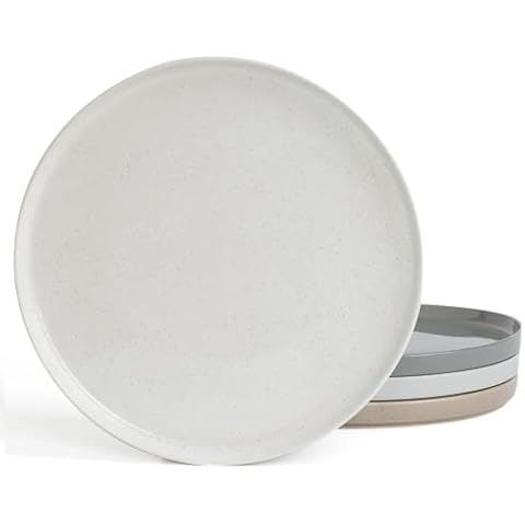 famiware 4 Pieces Salad Plates Set, 8" Dessert Plates, Scratch Resistant, Stoneware Dinnerware, Kitchen Modern Rustic Serving Dishes, Multi-color Cover