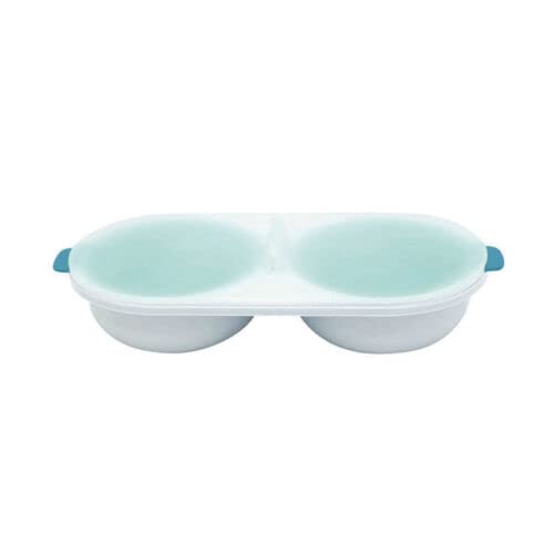 HoitoDeals 1Pcs Blue Microwave Double Cup Perfect Eggs Poacher BPA Free Cookware Egg Cooker Steamer