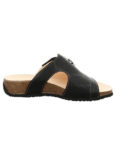 Think! Damen MIZZI chromfrei gegerbte nachhaltige Pantolette, SCHWARZ/KOMBI 0010