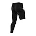 Hotfiary 1 pc Compression Pants with Pockets Men 3/4 Length One Leg Basketball Leg Sleeves Athletic Base Layer Underwear