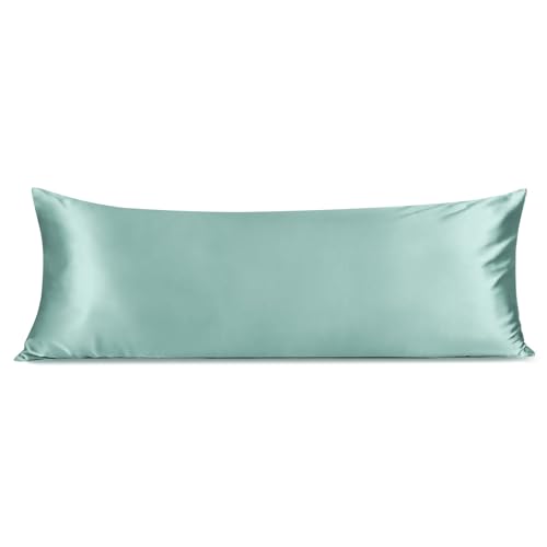 Image of INFIIXSO Body Pillow Cover with Zipper, Luxury Mulberry Silk Long Body Pillow Case 20x54 Inches, Ultra Smooth and Soft Cooling Body Pillow Pillowcase, Gift for Women, Men(ICY Morn)