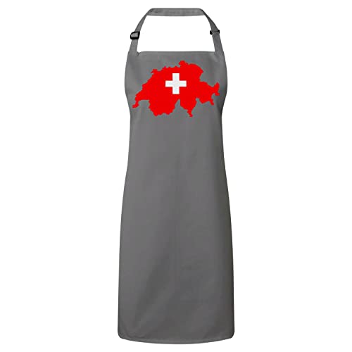 Tablier suisse premium gris pour cuisine et barbecue aux couleurs de l'équipe nationale