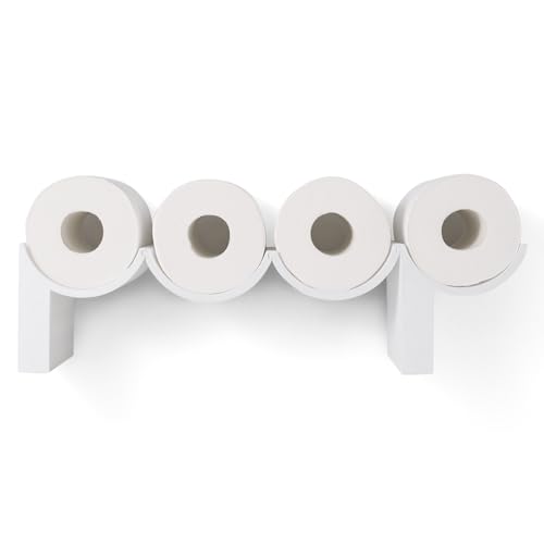 SDGCMNY Poop Toilet Paper Holder Stand 3D Printed Storage Shelf White Funny Bathroom Whimsical Wall Decor Functional Cute Quirky House Warming Boys Gift (White)