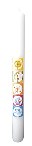 Vela de bautizo o comunión (aprox. 400/40 mm), varios símbolos