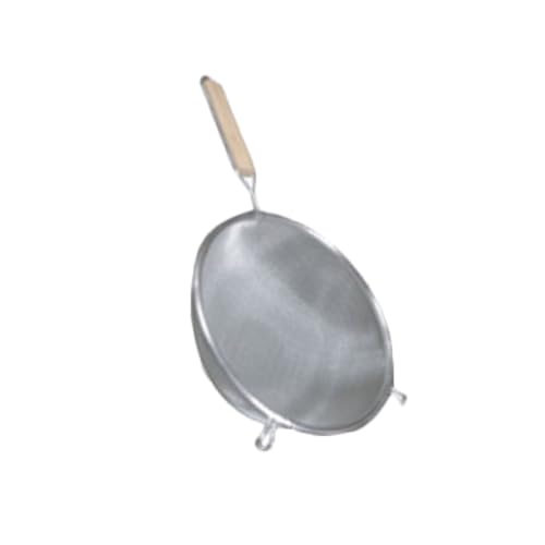 A-to-Z Supply SLSTN5308 Strainer, 8" Dia., Single Medium mesh, Flat Wood Handle, Stainless Steel