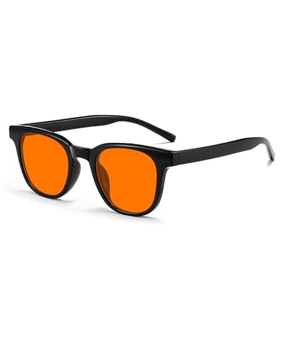 Rimerakea Blue Light Blocking Glasses Anti-Glare UV Protection Orange Sleep Aid Glasses for Men Women Before Bed Reading Computer Mobile Phone Screens