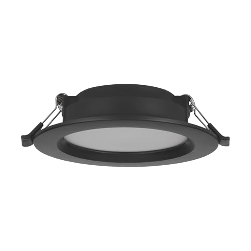 Eglo Spot LED encastrable Idun-E, plafonnier rond, lampe de plafond à encastrer, luminaire en plastique noir, lumière blanc neutre, Ø 11,7 cm