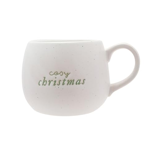 The Seasonal Gift Co - White Speckled White Ceramic Mug - Cosy Christmas - Whimsical Christmas Gifting & Homeware Present for Tea, Coffee & Holiday Festive Drinking.