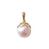 Akoya Pearl Anhänger 18k Hohlhöhle Retro -Meerwasser -Perle Anhänger mit 925 Sterling -Ketten -Halskette