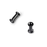 BodyBonita Juego de 2 pendientes de titanio G23 con doble acampanado, calibre interno para orejas, pesos, túneles, dilatación, 15 mm, para mujeres y hombres, color negro