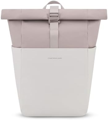 Kapten & Son Rucksack Lund Basic Sandstone 16-18 L | Rolltop Rucksack Damen & Herren Beige | Handgepäck Rucksack mit 14'' Laptopfach | Vegan & Wasserabweisend