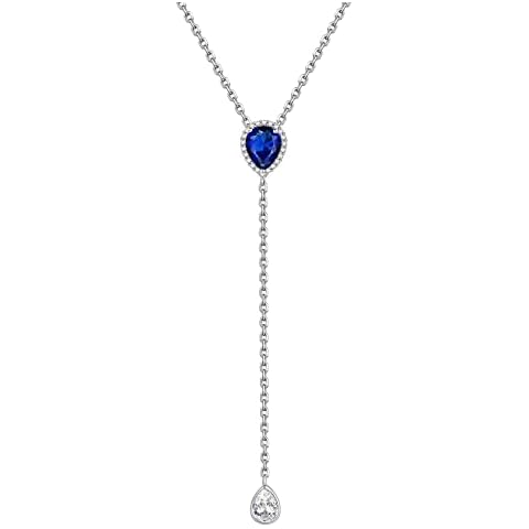 Collar de Plata de Ley 925 con Piedras de Zafiro de Septiembre Cover