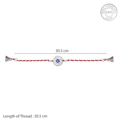 Image of GIVA 925 Silver Evil Eye Rakhi | Silver Bracelet for Men & Boys | Quirky Rakshabandhan Rakhi with Certificate of Authenticity and 925 Stamp