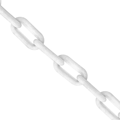 Bisupply White Plastic Chain Links - 125Ft X 2In Plastic Barrier Chain For Safety Crowd Control Or Plastic Links Halloween Decor Chains For Costumes #TOP2