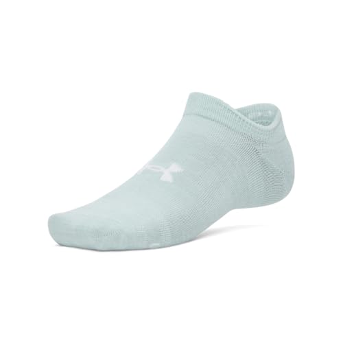 Image of Under Armour Unisex Essential No Show Socks 6 Pack, (477) Enamel Blue /Enamel Blue /White, Large