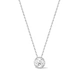 AGVANA 0.38 Ct. Tw. Lab-Grown Diamond Halo Pendant Necklace in Sterling Silver with Adjustable 16-18' Chain (D-E Color, VS Clarity) Fine Jewelry Anniversary Birthday Gifts for Women Her