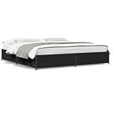Mhdvray Bettgestell Schwarz 160x200 cm aus Holzwerkstoff und Stahl Modernes Design Robustes Daybed mit Metallbeinen Stauraum & Langlebigkeit für Schlafzimmer Gastzimmer