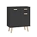 Vicco Kommode Highboard Anrichte Hans Anthrazit Holzfüße Schublade Sideboard (2 Türen 1 Schublade Klein)