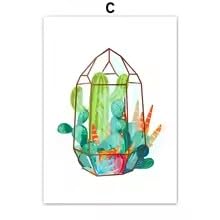 LIRHIQYGF Kaktus-Sansevieria-Pflanzen, Hängekorb-Wandbild, Leinwandgemälde, nordische Poster, Wandbilder für Wohnzimmerdekoration (60 x 90 cm x 3/Rahmen)