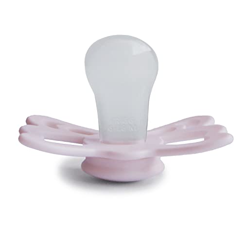 Image of FRIGG Butterfly Anatomical SilkySoft Silicone Baby Pacifier | Made in Denmark | BPA-Free (White Lilac /Twilight Mauve, 6-18 Months)