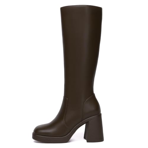 Athlefit Knee High Boots Women Platform Tall Fall Chocolate Boots Size 9 — view 5