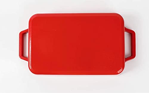 Hawok Enameled Cast Iron Baker Dish Rectangle Roaster Pan Red Color #TOP3