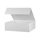 MUMUPACK Extra Large White Collapsible Gift Box - 19x16x6 Inches, Rectangle Groomsman Proposal Box with Lid Magnetic Closure for Wedding Dress
