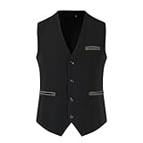 ZEMALON Men Basic Vest Business Work Casual Suit Vest Men Temperament Classic Trend Outdoor Vest Men Slim Fit Fashion All-Match Blazer Vest F-Black M