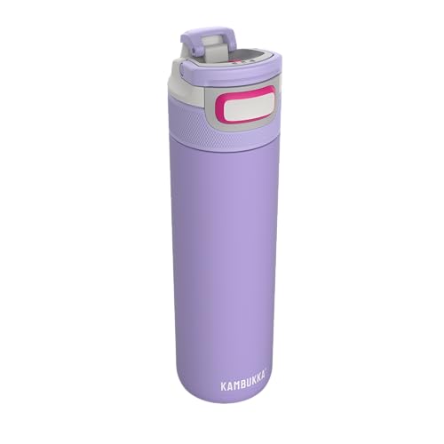 Kambukka Edelstahl Trinkflasche - Modell ELTON INSULATED DIGITAL LAVENDER  - 600 ML - Wasserdichte Thermosflasche: Snapclean Technology - Spülmaschinenfest Deckel – bequemer Griff