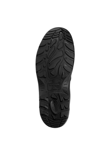 Image of Karam FS72 Slip-On Buff Grain Black Safety Shoes for Men | Single Density & Steel Toe | Black PU Sole | Antistatic, Antislip, Oil & Heat Resistant