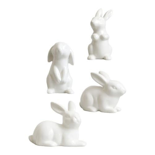 Figurines de lapin de Pâques en céramique blanche (lot de 4) - Décoration de table