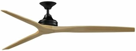 Fanimation Spitfire 3 Blade Ceiling Fan 19.42 Inch Tall and 72 Inch Wide with Black Finish and Natural Blades
