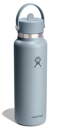 Image of Hydro Flask Water Bottle - Insulated Stainless Steel - Wide Straw Lid, Non Spill, Leakproof in 40 Oz Shale Gray