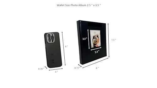 Kiskib PAMLB 2.5 Inch X 3.5 Inch Wallet Size Photo Album. Holds 20 Photos. Centered Memo Writing Space/Lines. Bookshelf Medium/Small Size Album. Black Leather Cover thumb #4