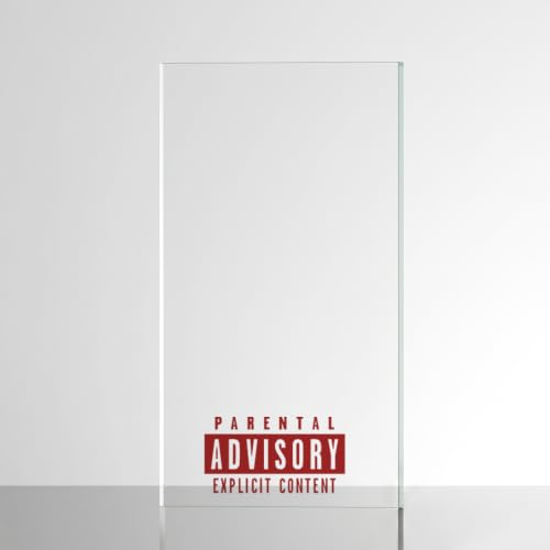 Image of Sticker for Glass & Mirrors| Minimal Vinyl Decal for Bedroom Bathroom & Cafe | Self-Adhesive Waterproof Quote Aesthetic Mirror Sticker | No Mirror Included (Parental Advisory, Small, Transparent Red)