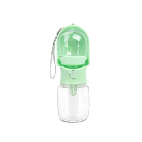 犬用ウォーターボトル(フードコンテナ付き)漏れ防止子犬用ウォーターディスペンサー(ペット用)アウトドアウォーキングハイキング旅行用 2イン1ポータブル犬用ウォーターボトル(小型・中型犬用) (グリーン, 320ml)