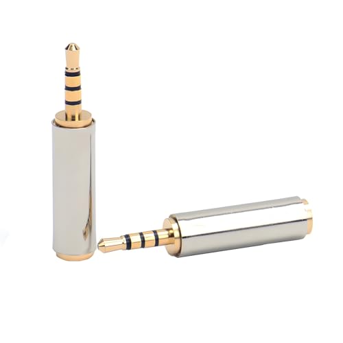 オーディオファン 金メッキ端子計 計2個入り 2.5mm オス - 3.5mm メス + 3.5mm オス - 2.5mm メス オーディオ変換 スマートフォン イヤホンジャック 変換アダプタ AV 2本組 各1個計2個