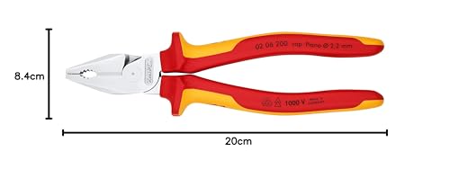 KNIPEX Kraft-Kombizange verchromt isoliert mit Mehrkomponenten-Hüllen, VDE-geprüft 200 mm, 02 06 200