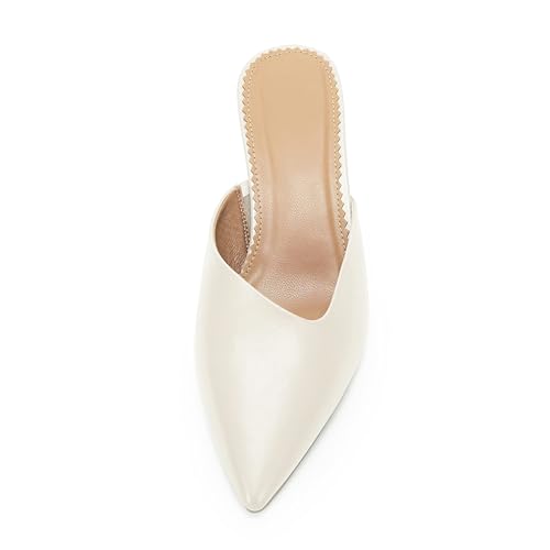 Image of Coutgo Womens Pointed Toe V Cut Mules Chunky Block Heels Slip On Clogs Fashion Office Slides Shoes