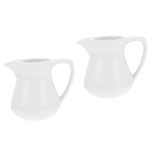 Unomor 2 Pcs Ceramic Milk Cup Japanese Tea Kettle Turkish Coffee Italian Espresso Cups Appetizer Serving Tray Sauce Jug Floral Teapot Creamer Pitcher with Handle Sauce Cups Ceramics White