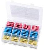 Solder Seal Wire Connectors, 200 Pcs Crimp Machine Solder Heat Shrink Butt Connector, Waterproof Solderless Bullet Wire Terminal Splice Kit, Electrical Soldering Butt Connectors Terminals Set