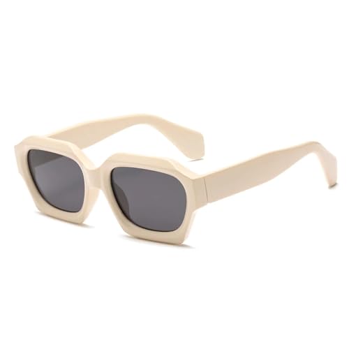 WFFZTZW Gafas de sol con montura de moda para mujer, personalizadas, estilo punk, modernas, con protección UV400 (blanco roto y negro)