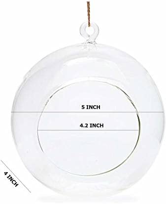 Virya Glass Hanging Planter, Tea Light Candle Holder (5 x 6, 4) 2