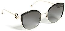 Fendi Women's Round Slight Cat Eye Sunglasses, Black/Dark Grey Gradient, One Size