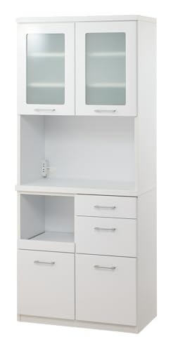 食器棚MK キッチン家電収納 オープンボード 幅75x奥行42x高さ180cm 完成品 日本製 白鏡面 MK-75OP HG(WH)