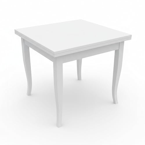 Mar.c.a. Design - Tavolo Quadrato a Libro da 100 a 200 cm con Gambe a Sciabola - Tavolo in Legno Massello 100x100x78 cm - Arte Povera Made in Italy