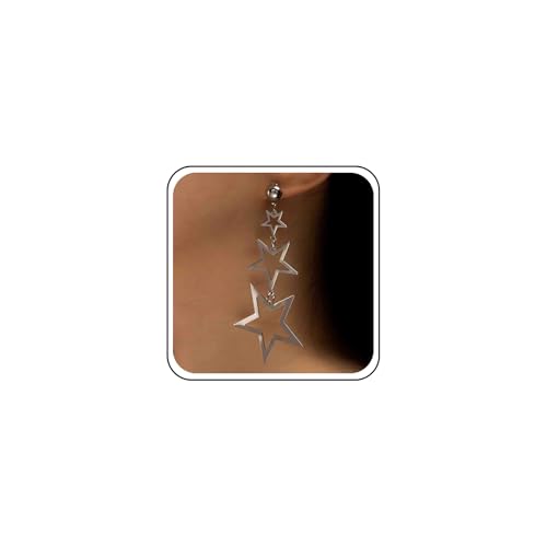 Inilbran Pendientes colgantes de estrella hueca de Boho Pendientes de gota de estrella de oro Pendientes de estrella triple vintage Pendientes largos de estrella exagerada Joyas para mujeres y niñas