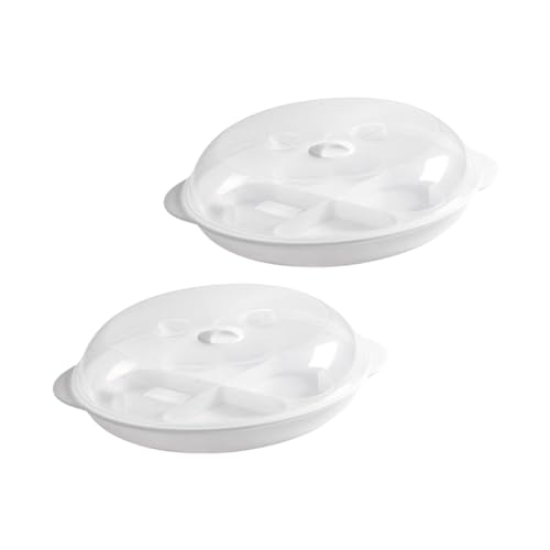 LALADEFIEE 2個 電子レンジ卵蒸し器 エッグポーチャー調理器具 ポーチドベーキング ポーチドエッグツール 朝食用調理器具 単一の卵の密猟者 電子レンジ卵メーカー エッグメーカー蒸し pp 白い